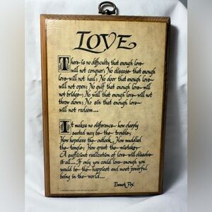 Vintage Wooden Love Quote Wall Plaque - Cottage Core